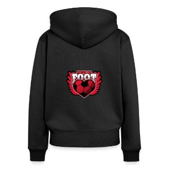 FOLLE DE FOOT ! - Sweat à capuche zippé Premium bio Femme - noir - Dos - Julia (174cm)