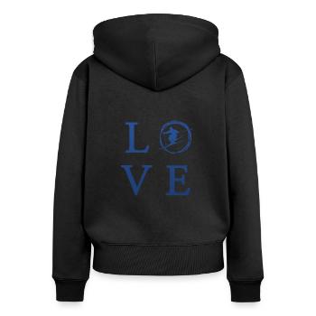 Skifahren Love Ski - Frauen Premium Bio Zip Hoodie - Schwarz - Hinten - Julia (174cm)