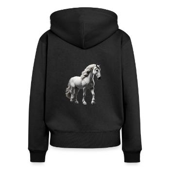 Cheval Gris Blanc - Sweat à capuche zippé Premium bio Femme - noir - Dos - Julia (174cm)