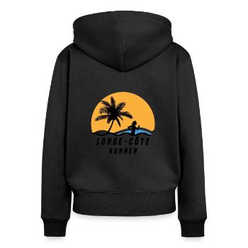 Longe-côte runner - Sweat à capuche zippé Premium bio Femme - noir - Dos - Julia (174cm)