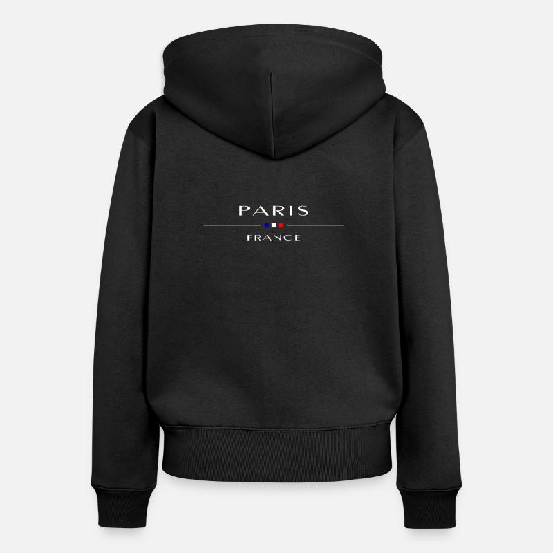Paris, France, blanc avec drapeau français - Sweat à capuche zippé Premium bio Femme - noir