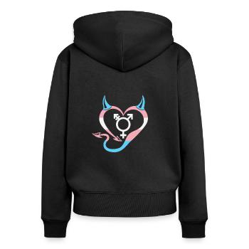 Devil's Heart Transgender with Symbol - Women's Premium Organic Zip Hoodie - black - Back - Julia (174cm)