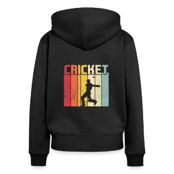 Lustiges Kricket Spruch Vintage Cricket Spiel - Frauen Premium Bio Zip Hoodie - Schwarz - Hinten - Julia (174cm)