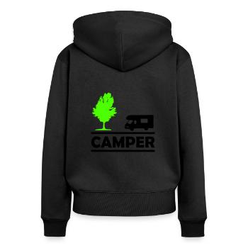 camper - Frauen Premium Bio Zip Hoodie - Schwarz - Hinten - Julia (174cm)