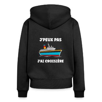 J'peux pas j'ai Croisière - Sweat à capuche zippé Premium bio Femme - noir - Dos - Julia (174cm)
