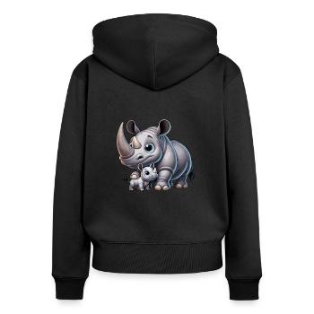 Rhinoceros mother with child - Women's Premium Organic Zip Hoodie - black - Back - Julia (174cm)