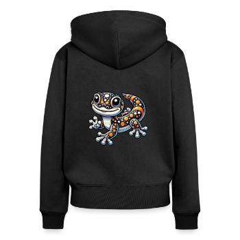 Salamander Baby - Frauen Premium Bio Zip Hoodie - Schwarz - Hinten - Julia (174cm)