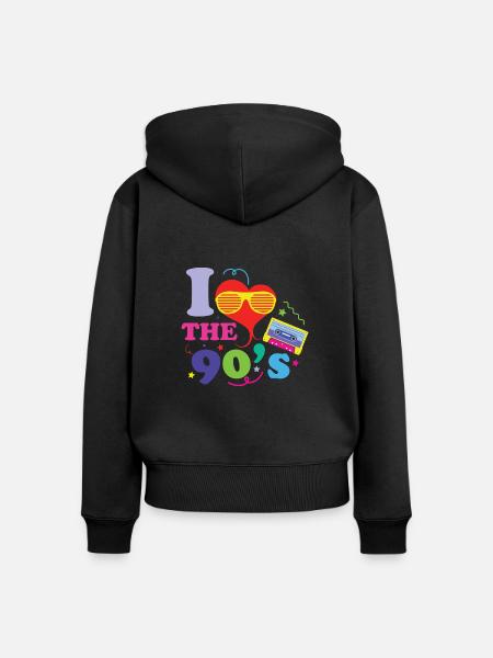 1990iger Sprüche 90s Geschenksidee - Frauen Premium Bio Zip Hoodie - Schwarz