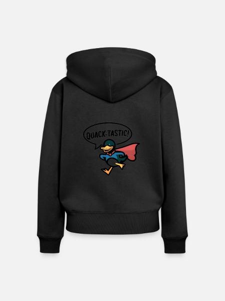 Ente Superheld Quacksalber Kunstdruck - Frauen Premium Bio Zip Hoodie - Schwarz