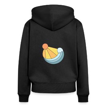 La vague - Sweat à capuche zippé Premium bio Femme - noir - Dos - Julia (174cm)