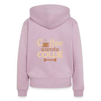 coffe and collie pet lover - Women's Premium Organic Zip Hoodie - dusky pink - Back - Julia (174cm)