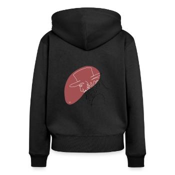 "Man with Hat", Boho Line Art Design, "Faces" - Women's Premium Organic Zip Hoodie - black - Back - Julia (174cm)