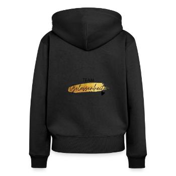 Team Gelassenheit - positives Denken - Affirmation - Frauen Premium Bio Zip Hoodie - Schwarz - Hinten - Julia (174cm)