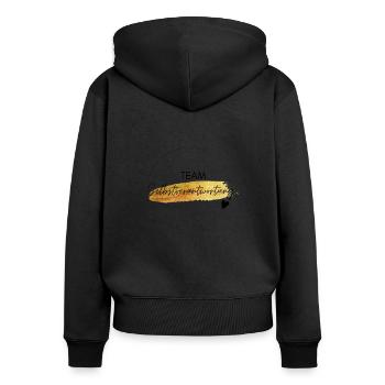 Team Selbstverantwortung - positives Denken - Frauen Premium Bio Zip Hoodie - Schwarz - Hinten - Julia (174cm)