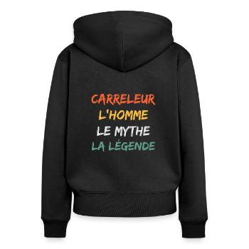 carreleur - Sweat à capuche zippé Premium bio Femme - noir - Dos - Julia (174cm)