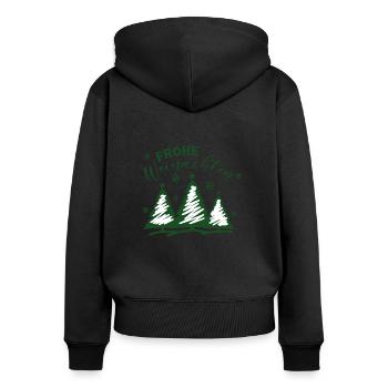Frohe Weinachten - Frauen Premium Bio Zip Hoodie - Schwarz - Hinten - Julia (174cm)