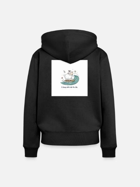 Surfende Schafe - Frauen Premium Bio Zip Hoodie - Schwarz