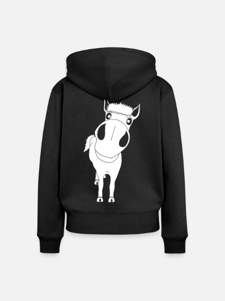 Nahaufnahme eines Pferdes (weiß) - Frauen Premium Bio Zip Hoodie - Schwarz