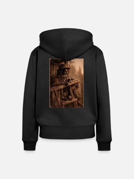 Abendansitz - Deutsch Langhaar - Frauen Premium Bio Zip Hoodie - Schwarz