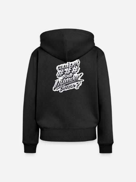 Caniget Nummernbitte 3D Metall - Frauen Premium Bio Zip Hoodie - Schwarz
