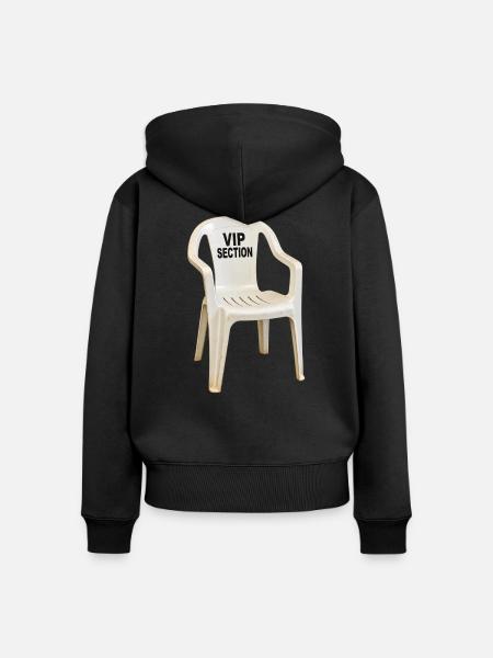 VIP Section – Plastikstuhl mit Größenwahn - Frauen Premium Bio Zip Hoodie - Schwarz