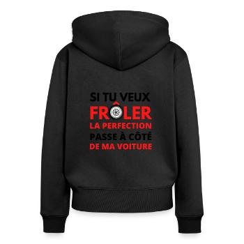 Perfection voiture - Sweat à capuche zippé Premium bio Femme - noir - Dos - Julia (174cm)