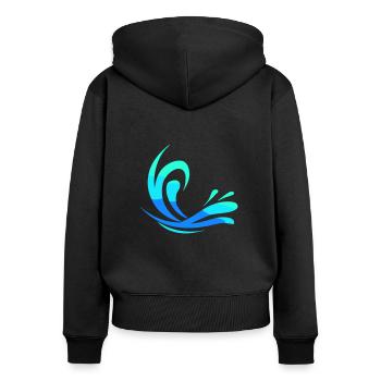 Eau - Sweat à capuche zippé Premium bio Femme - noir - Dos - Julia (174cm)