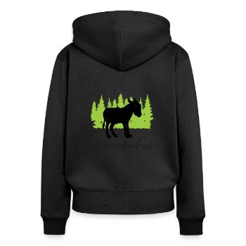 "Störrischer Esel: Charmante Sturheit" - Frauen Premium Bio Zip Hoodie - Schwarz - Hinten - Julia (174cm)