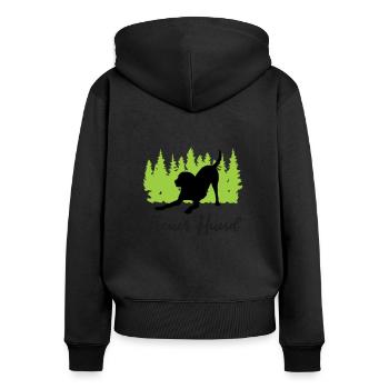 "Treuer Hund: Loyale Begleitung" - Frauen Premium Bio Zip Hoodie - Schwarz - Hinten - Julia (174cm)