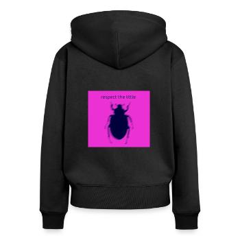 Respectez le litte n°3 - Sweat à capuche zippé Premium bio Femme - noir - Dos - Julia (174cm)