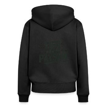 fière d être un paysan - Sweat à capuche zippé Premium bio Femme - noir - Dos - Julia (174cm)