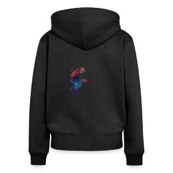 Kunsthockeysport - Frauen Premium Bio Zip Hoodie - Schwarz - Hinten - Julia (174cm)