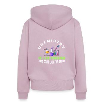 La chimie, c’est comme la cuisine - Sweat à capuche zippé Premium bio Femme - rose poudré - Dos - Julia (174cm)
