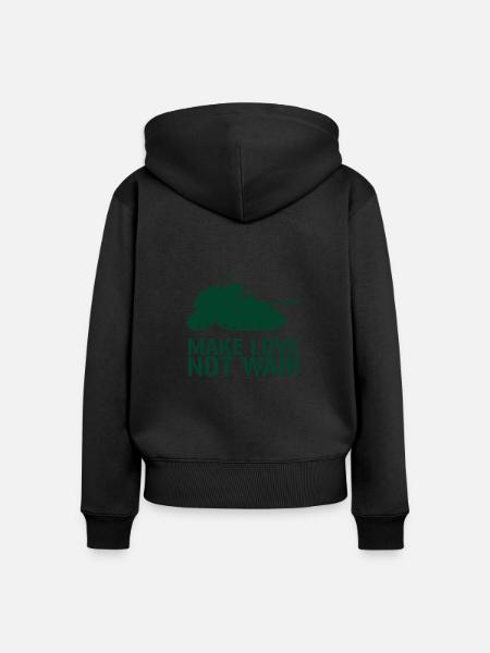 MAKE LOVE NOT WAR TANK - Frauen Premium Bio Zip Hoodie - Schwarz