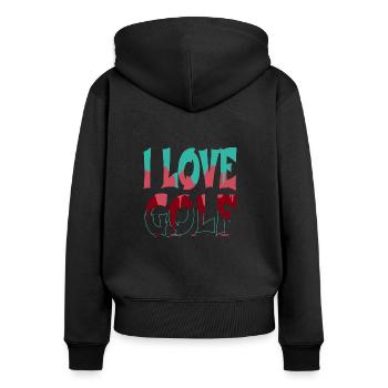 Dictons Golfgirls FunnyGolfquote Puter - Sweat à capuche zippé Premium bio Femme - noir - Dos - Julia (174cm)
