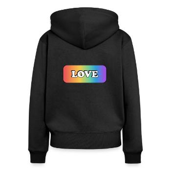 AMOUR arc-en-ciel LGBT gay pride - Sweat à capuche zippé Premium bio Femme - noir - Dos - Julia (174cm)