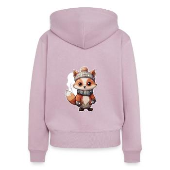 Fuchs im Schnee - Frauen Premium Bio Zip Hoodie - Altrosa - Hinten - Julia (174cm)