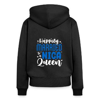 Happily Married To A Nica Queen Husband Nicaraguan - Frauen Premium Bio Zip Hoodie - Schwarz - Hinten - Julia (174cm)