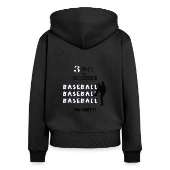 Baseball Was Sonst Spieler Liebhaber Baseballer - Frauen Premium Bio Zip Hoodie - Schwarz - Hinten - Julia (174cm)