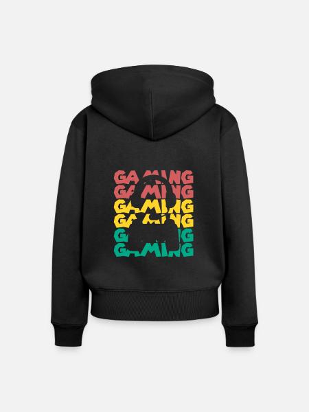 Gaming - Headset and Controller - Frauen Premium Bio Zip Hoodie - Schwarz
