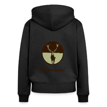 Waidmannsheil Jäger - Frauen Premium Bio Zip Hoodie - Schwarz - Hinten - Julia (174cm)