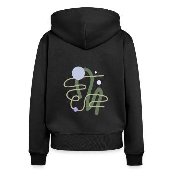 Abstrakte Formen Organisch Flieder Pastell - Frauen Premium Bio Zip Hoodie - Schwarz - Hinten - Julia (174cm)