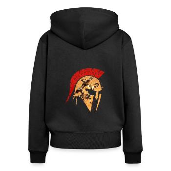 Sparta Collage - Sweat à capuche zippé Premium bio Femme - noir - Dos - Julia (174cm)