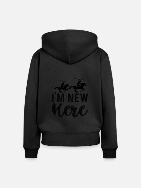 I´m new here - Frauen Premium Bio Zip Hoodie - Schwarz