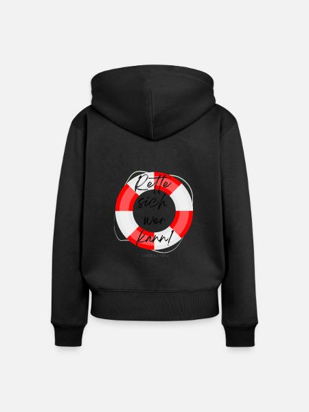 Rette sich wer kann - Frauen Premium Bio Zip Hoodie - Schwarz