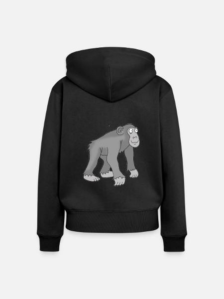 Chimpanse 1 - Frauen Premium Bio Zip Hoodie - Schwarz