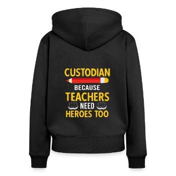 Hausmeister Custodian Vintage Facility Manager - Frauen Premium Bio Zip Hoodie - Schwarz - Hinten - Julia (174cm)