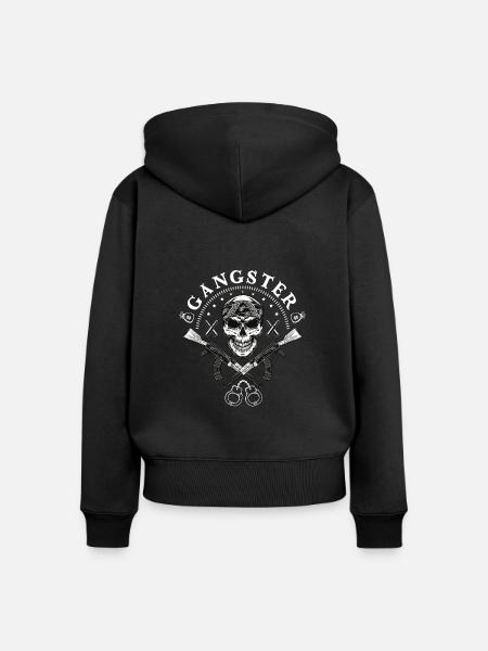 VALEEWEAR - Düsterer Totenschädel - Frauen Premium Bio Zip Hoodie - Schwarz