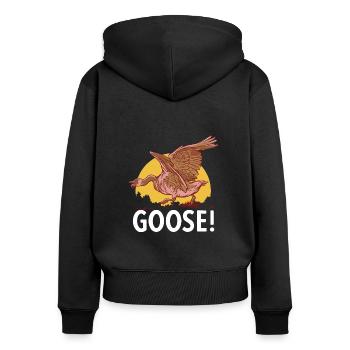 Lustige Gänse Gans Goose Vintage Silly Goose - Frauen Premium Bio Zip Hoodie - Schwarz - Hinten - Julia (174cm)