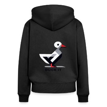 Canardez-le - Sweat à capuche zippé Premium bio Femme - noir - Dos - Julia (174cm)